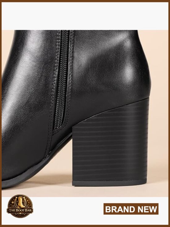 Women's Ankle Boots with Memory Foam Insole, Side Zipper, 3-Inch Heel - Picture 5 of 6